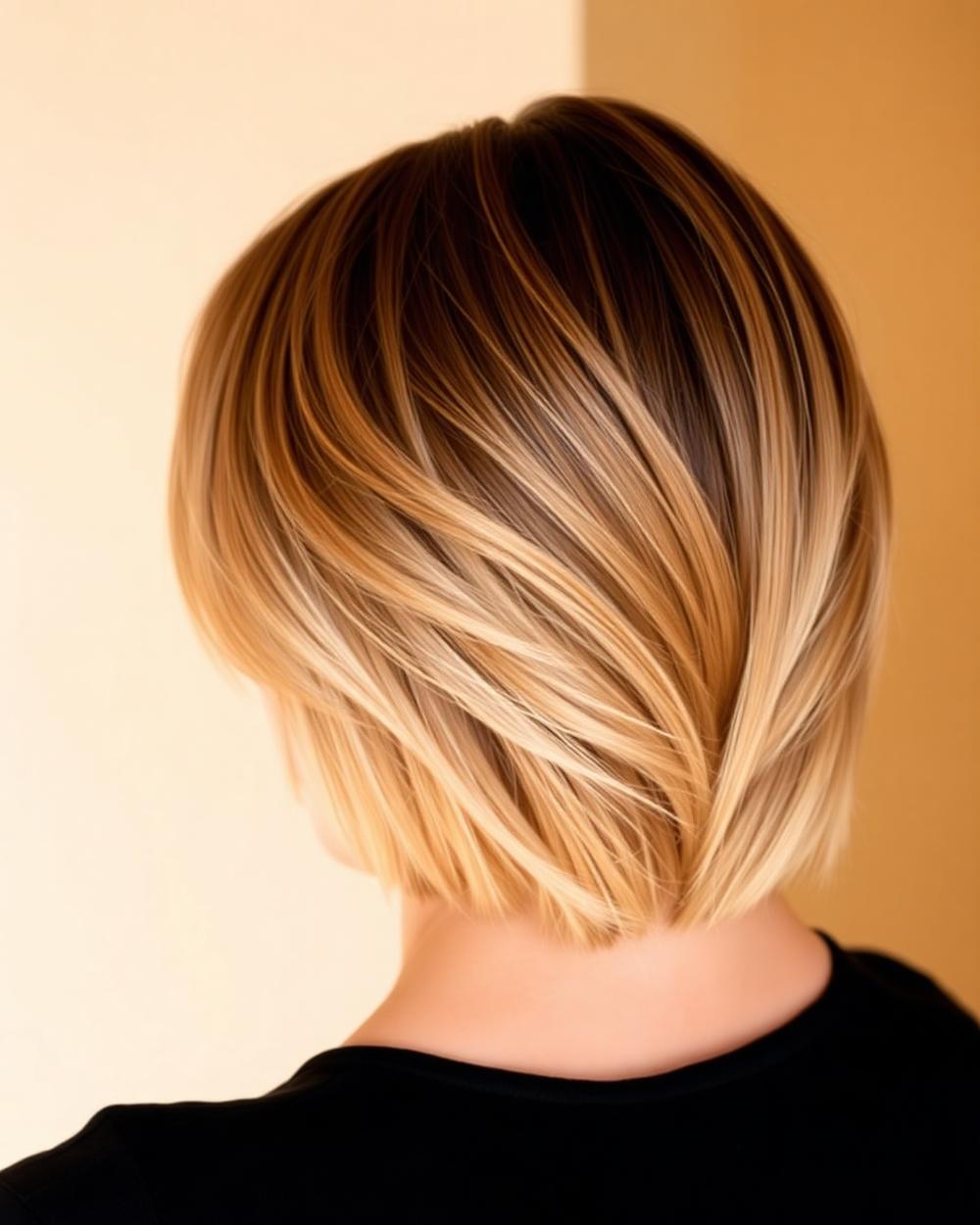 Softly layered women's bob haircut styled at a hair salon in Louis Trichardt